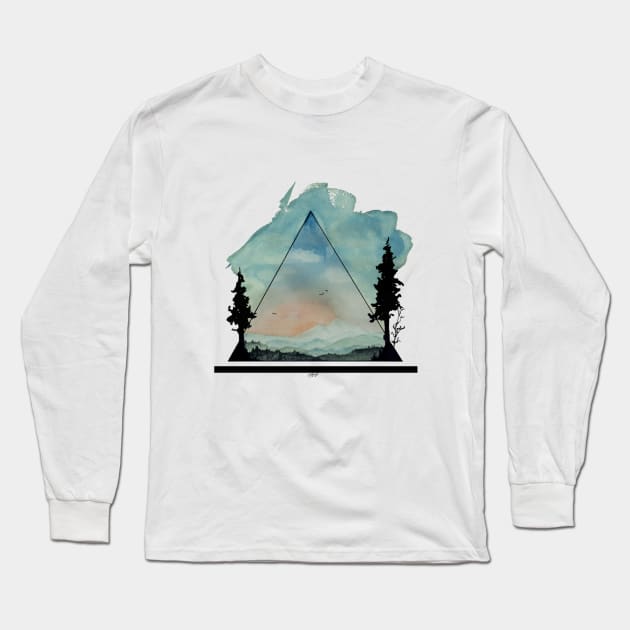 Watercolor Mountains Long Sleeve T-Shirt by baileyemilee